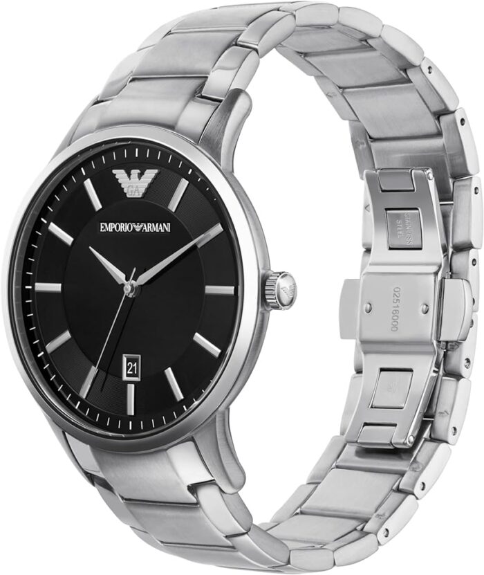 Emporio Armani Renato Quartz Black Dial Silver Steel Strap Watch For Men - AR11181 - Image 5
